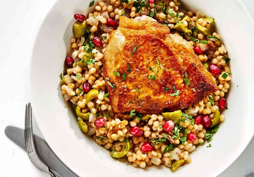 Chicken Thighs With Couscous and Olives Recipe