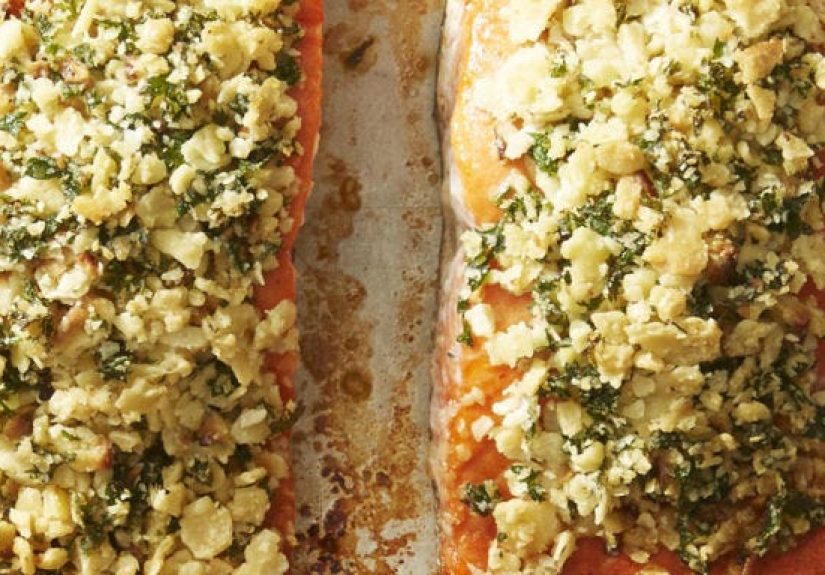 Best Matzo-Crusted Salmon with Glazed Radicchio Recipe - How to Make Glazed Salmon and Radicchio