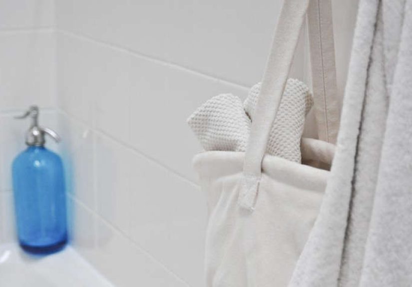 Marine Canvas Water Buckets as Bathroom Storage