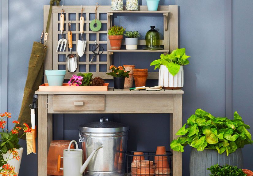 34 Ideas for Potting Benches with Storage