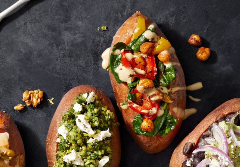 Best Sweet Potatoes with Roasted Peppers and Crispy Chickpeas Recipe - How To Make Sweet Potatoes with Roasted Peppers and Crispy Chickpeas