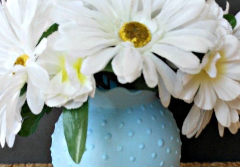 DIY Blue Hobnail Glass Vase