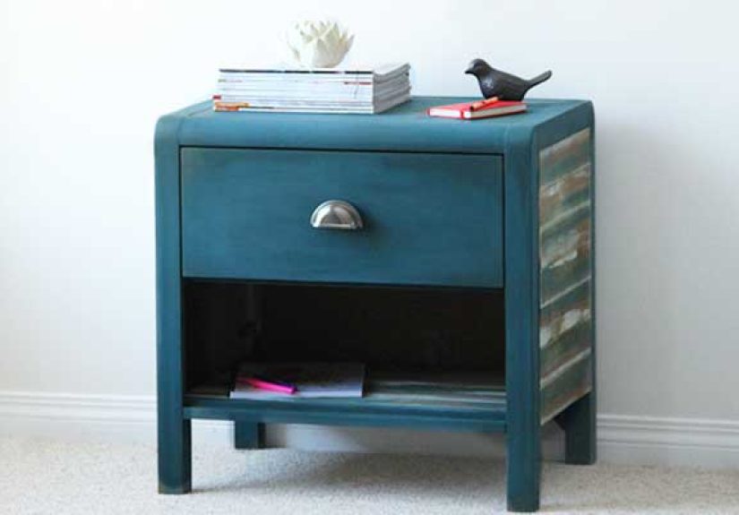 Faux Barn Board Nightstand Makeover