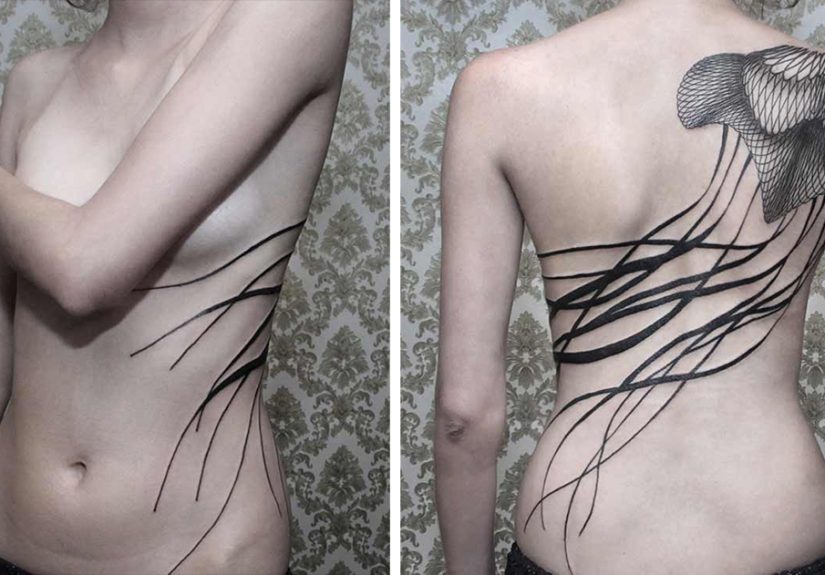 Geometric Line Tattoos By Chaim Machlev Elegantly Flow Across The Human Body