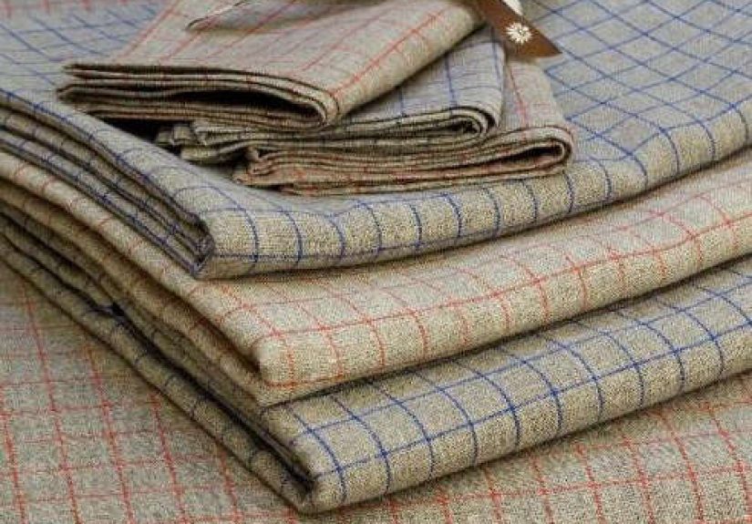 Gray Linen Checked Tablecloth