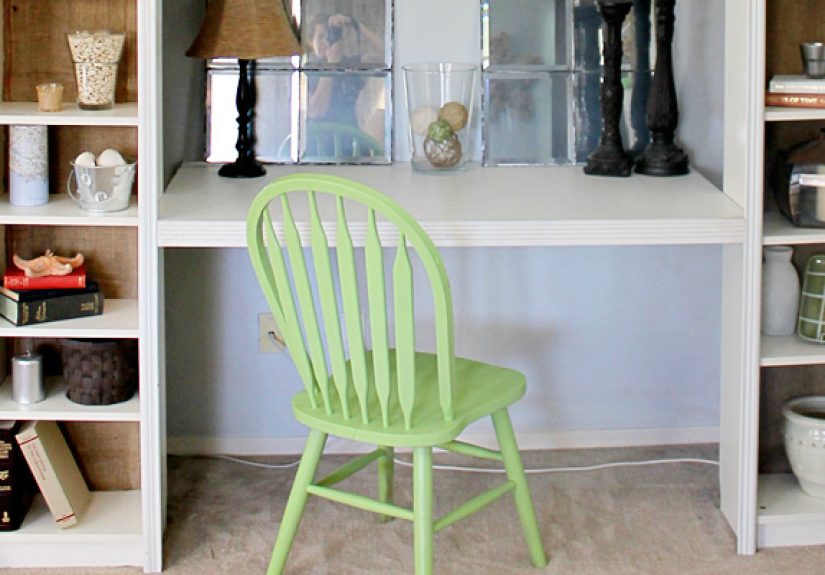 IKEA Bookcase to Built-In Desk Nook Hack