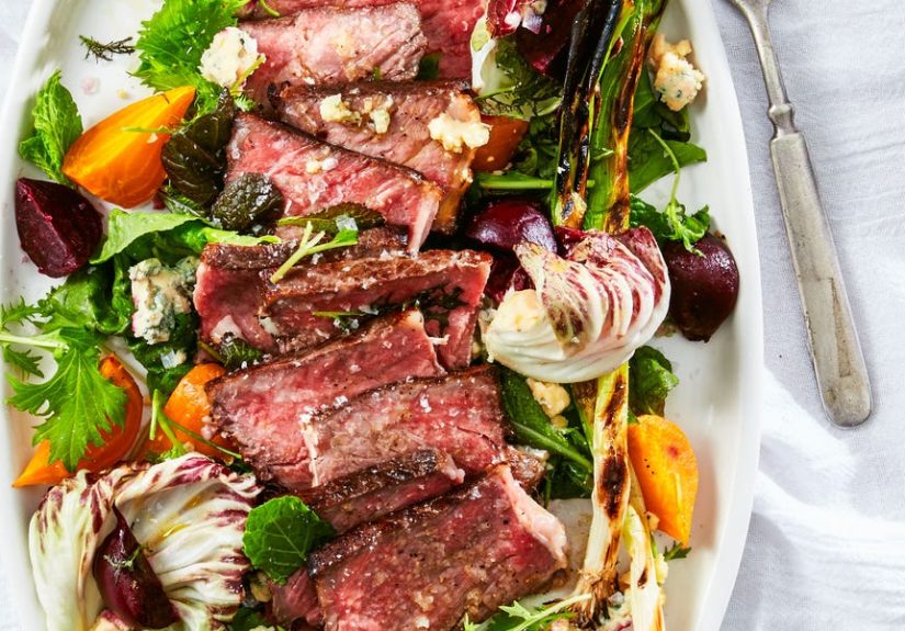 Steak Salad with Charred Green Onions and Beets
